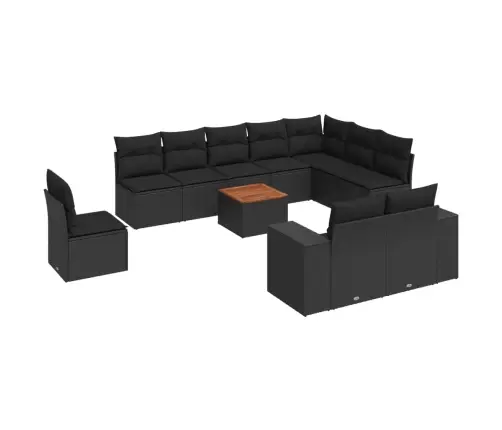 11-Daļīgs Dārza Dīvāna Komplekts, Matrači, Melna Pe Rotangpalma Vidaxl