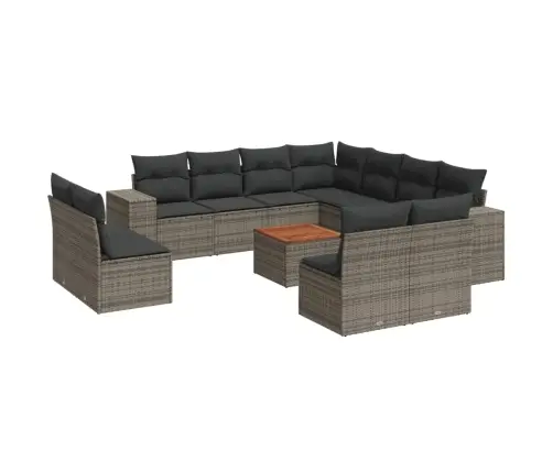 12-Daļīgs Dārza Atpūtas Mēbeļu Komplekts, Matrači, Pelēks Pe Vidaxl