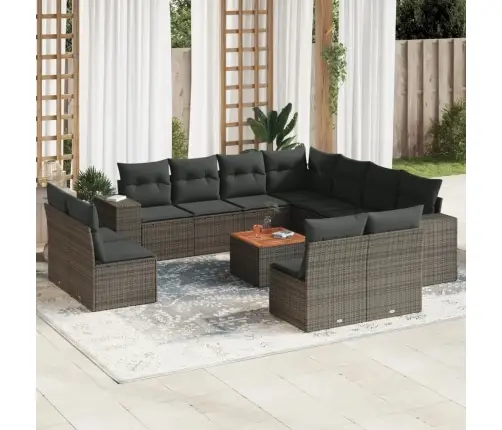 12-Daļīgs Dārza Atpūtas Mēbeļu Komplekts, Matrači, Pelēks Pe Vidaxl