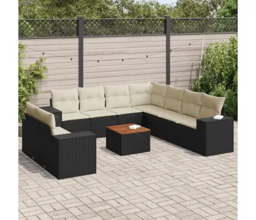 10-Daļīgs Dārza Dīvāna Komplekts, Matrači, Melna Pe Rotangpalma Vidaxl