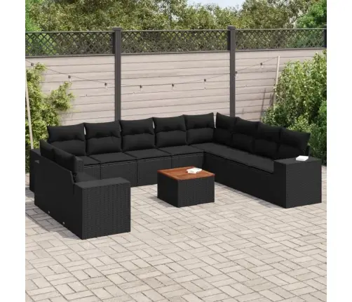 11-Osaline Aiadiivani Komplekt Patjadega, Must, Polürotang