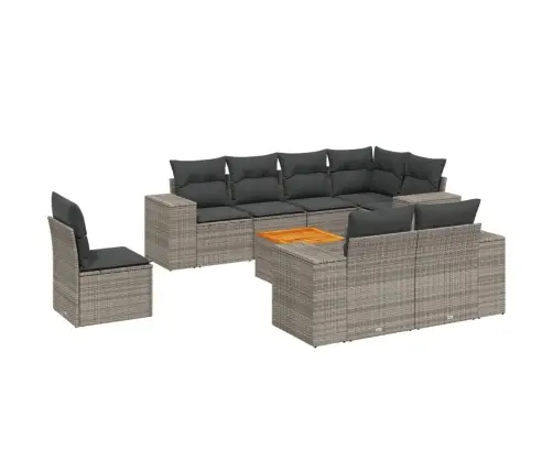 Sofos Komplektas Su Pagalvėlėmis, 9 Dalių, Pilkas, Poliratanas