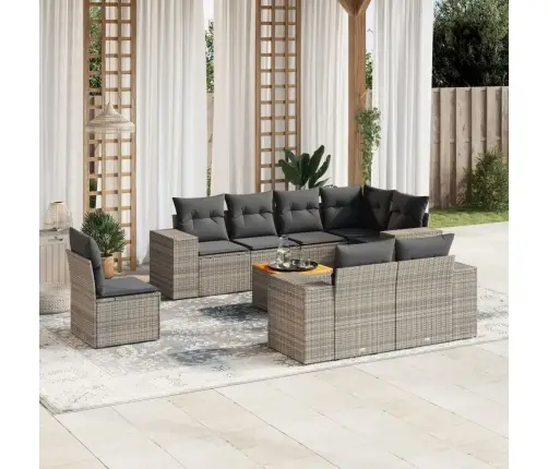 Sofos Komplektas Su Pagalvėlėmis, 9 Dalių, Pilkas, Poliratanas