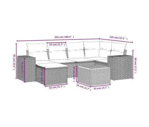 7-Daļīgs Dārza Dīvāna Komplekts Ar Matračiem, Melna Pe Vidaxl
