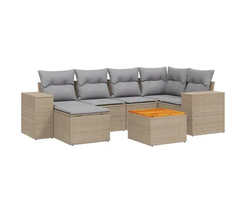 7-Daļīgs Dārza Dīvāna Komplekts, Matrači, Bēša Pe Rotangpalma Vidaxl