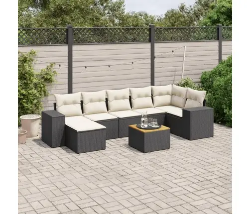 8-Daļīgs Dārza Dīvāna Komplekts, Matrači, Melna Pe Rotangpalma Vidaxl