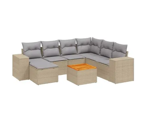 8-Daļīgs Dārza Dīvāna Komplekts, Matrači, Bēša Pe Rotangpalma Vidaxl