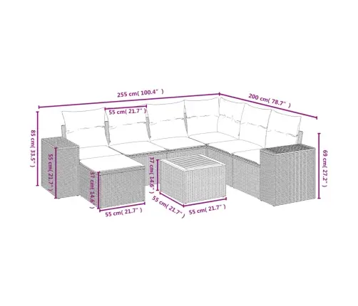 8-Osaline Aiadiivani Komplekt Patjadega, Hall, Polürotang