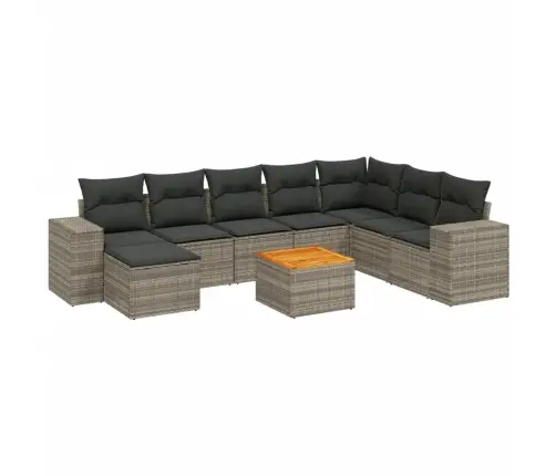 9-Daļīgs Dārza Dīvāna Komplekts Ar Matračiem, Pelēks Pe Pinums Vidaxl