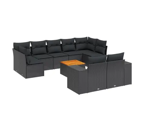 Sodo Komplektas Su Pagalvėlėmis, 10 Dalių, Juodas, Poliratanas