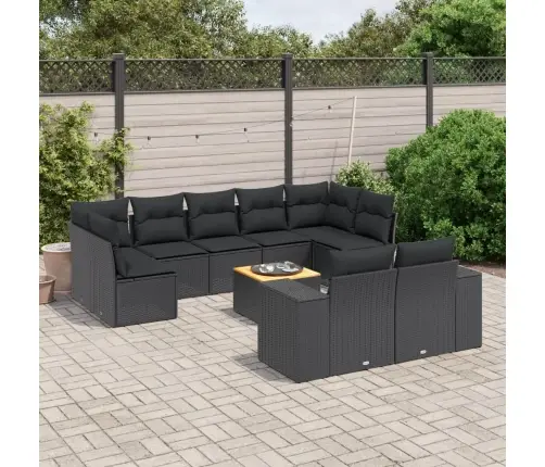 Sodo Komplektas Su Pagalvėlėmis, 10 Dalių, Juodas, Poliratanas