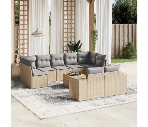 10-Osaline Aiadiivani Komplekt Patjadega, Beež, Polürotang