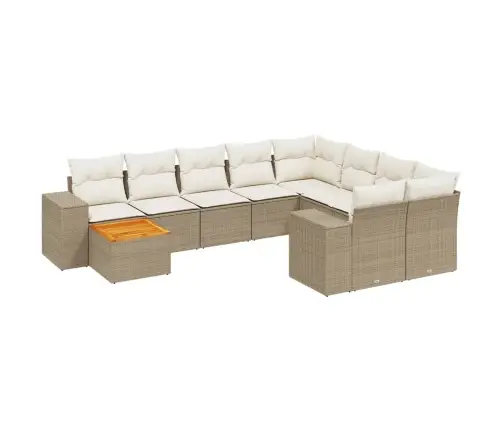 Sofos Komplektas Su Pagalvėlėmis, 10 Dalių, Smėlio, Poliratanas