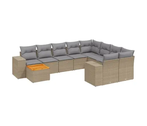 Sofos Komplektas Su Pagalvėlėmis, 10 Dalių, Smėlio, Poliratanas