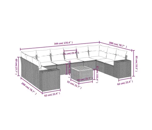 Sodo Komplektas Su Pagalvėlėmis, 11 Dalių, Juodas, Poliratanas