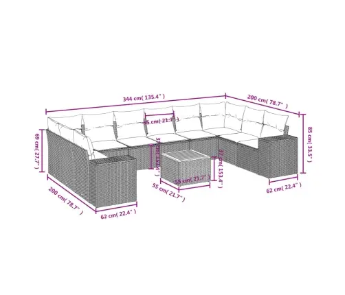 Sodo Komplektas Su Pagalvėlėmis, 11 Dalių, Juodas, Poliratanas