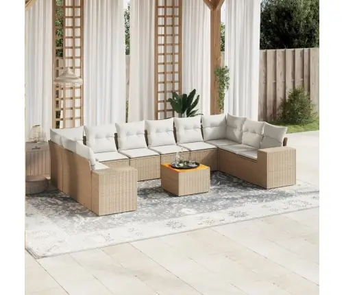 11-Osaline Aiadiivani Komplekt Patjadega, Beež, Polürotang