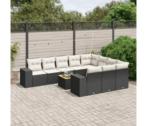 11-Daļīgs Dārza Dīvāna Komplekts, Matrači, Melna Pe Rotangpalma Vidaxl