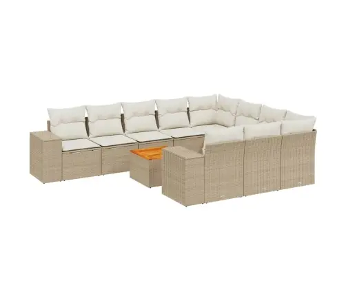 Sodo Komplektas Su Pagalvėlėmis, 11 Dalių, Smėlio, Poliratanas