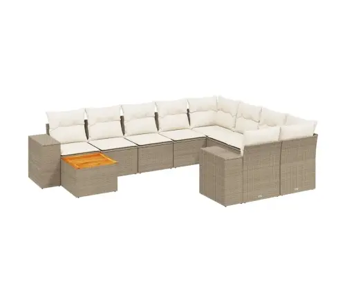 Sodo Komplektas Su Pagalvėlėmis, 11 Dalių, Smėlio, Poliratanas