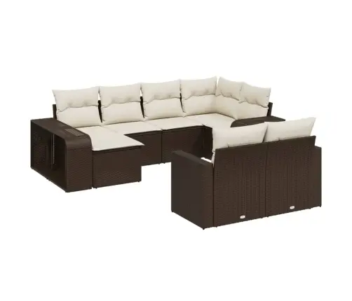 Sodo Komplektas Su Pagalvėlėmis, 10 Dalių, Rudas, Poliratanas