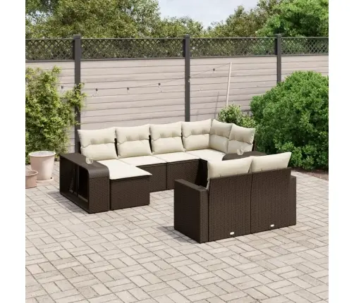 Sodo Komplektas Su Pagalvėlėmis, 10 Dalių, Rudas, Poliratanas