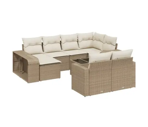 11-Daļīgs Dārza Dīvāna Komplekts, Matrači, Bēša Pe Rotangpalma Vidaxl