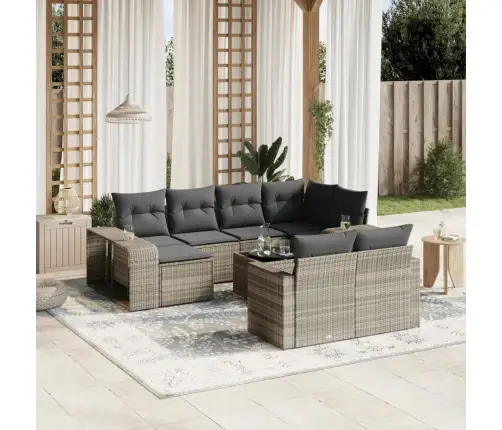 11-Daļīgs Dārza Dīvāna Komplekts Ar Matračiem, Pelēka Pe Pinums Vidaxl