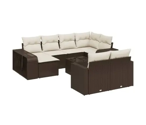 11-Daļīgs Dārza Dīvāna Komplekts, Matrači, Brūna Pe Rotangpalma Vidaxl