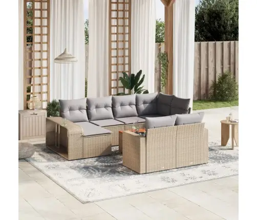 11-Daļīgs Dārza Dīvāna Komplekts, Matrači, Bēša Pe Rotangpalma Vidaxl