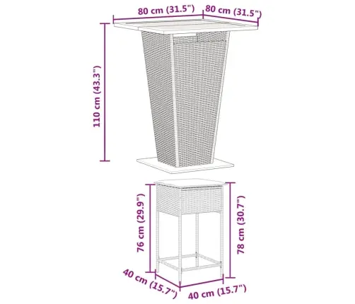 3-Daļīgs Dārza Mēbeļu Komplekts Ar Matračiem, Pe Rotangpalma Vidaxl