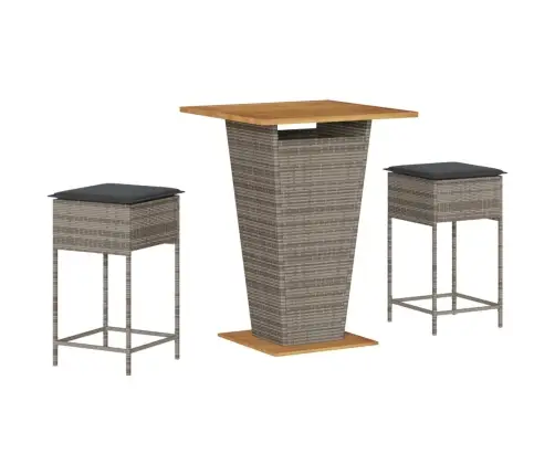 3 Gab Dārza Mēbeļu Komplekts Ar Matračiem Pelēka Pe Rotangpalma Vidaxl