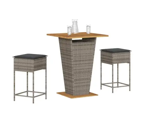 3 Gab Dārza Mēbeļu Komplekts Ar Matračiem Pelēka Pe Rotangpalma Vidaxl