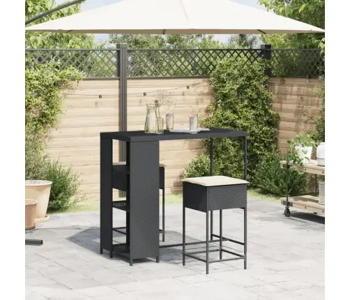 3-Osaline Aia Baarikomplekt Istmepatjadega, Must, Polürotang