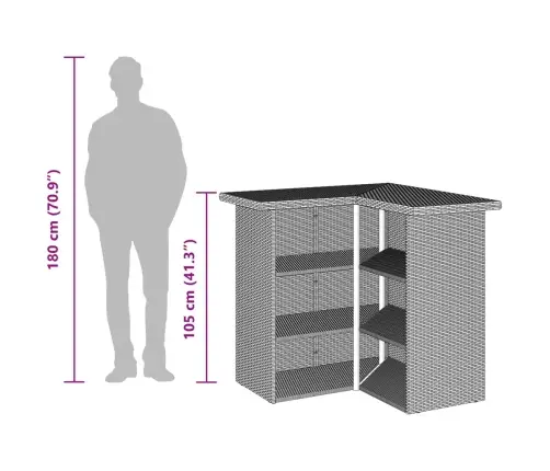 3-Osaline Aia Baarikomplekt Patjadega, Polürotang, Hall