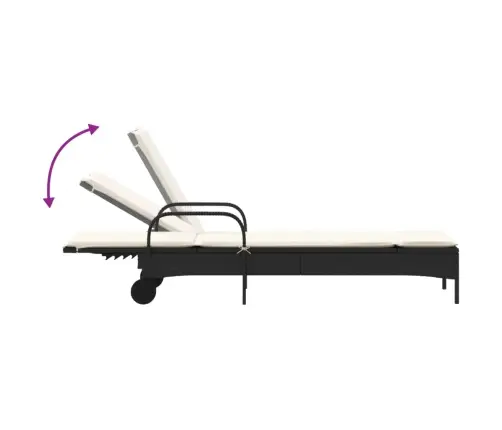 Sauļošanās Zviļņi Ar Matračiem, 2 Gab., Melna Pe Rotangpalma Vidaxl