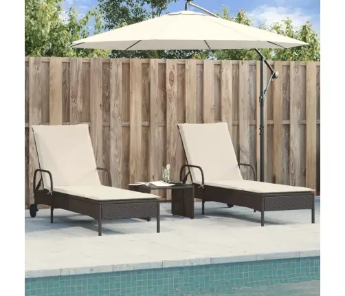 Sauļošanās Zviļņi Ar Matračiem, 2 Gab., Melna Pe Rotangpalma Vidaxl