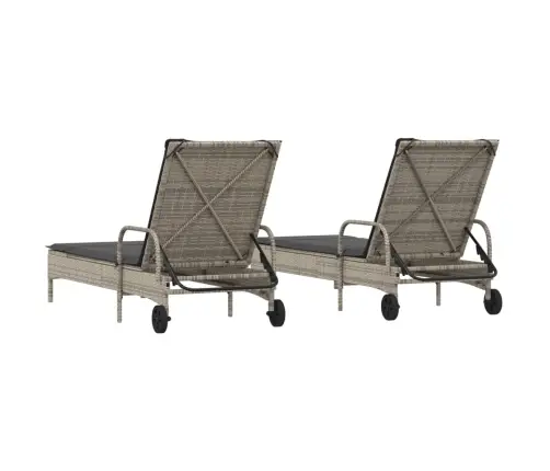 Sauļošanās Zviļņi Ar Matračiem 2Gab Gaiši Pelēka Pe Rotangpalma Vidaxl