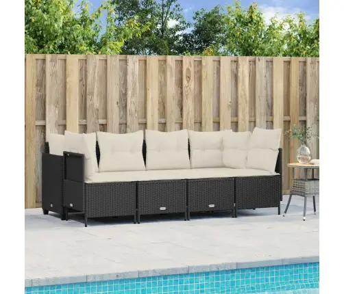 Sodo Komplektas Su Pagalvėlėmis, 5 Dalių, Juodas, Poliratanas