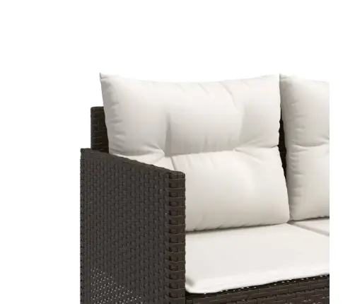 Sofos Komplektas Su Pagalvėlėmis, 5 Dalių, Rudas, Poliratanas