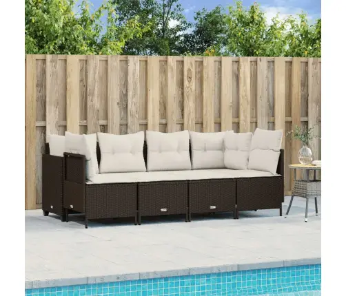 Sofos Komplektas Su Pagalvėlėmis, 5 Dalių, Rudas, Poliratanas