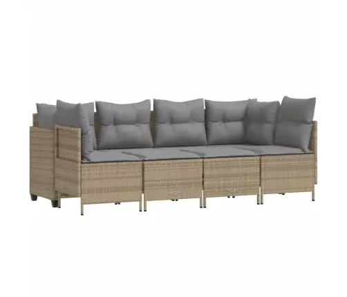 5-Daļīgs Dārza Dīvāna Komplekts, Matrači, Bēša Pe Rotangpalma Vidaxl