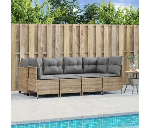 5-Daļīgs Dārza Dīvāna Komplekts, Matrači, Bēša Pe Rotangpalma Vidaxl