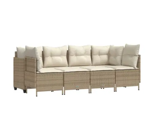 Sofos Komplektas Su Pagalvėlėmis, 5 Dalių, Smėlio, Poliratanas