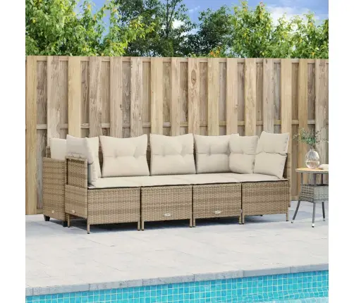 Sofos Komplektas Su Pagalvėlėmis, 5 Dalių, Smėlio, Poliratanas