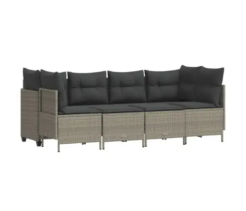 5-Daļīgs Dārza Dīvānu Komplekts,Matrači, Gaiši Pelēka Pe Pinums Vidaxl