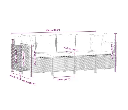 5-Daļīgs Dārza Dīvānu Komplekts,Matrači, Gaiši Pelēka Pe Pinums Vidaxl