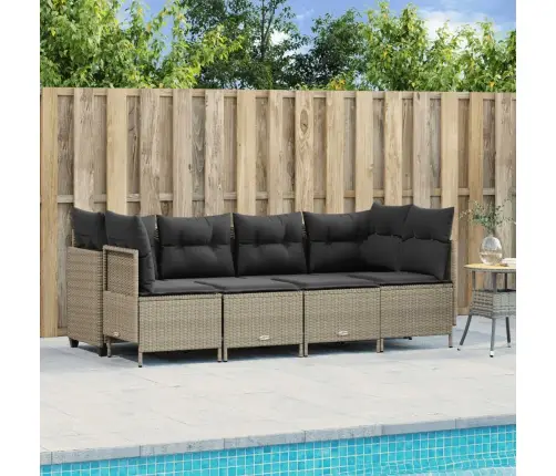 5-Daļīgs Dārza Dīvānu Komplekts,Matrači, Gaiši Pelēka Pe Pinums Vidaxl