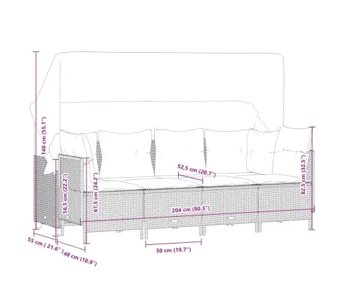 5-Osaline Aiadiivanikomplekt Patjadega, Must, Polürotang