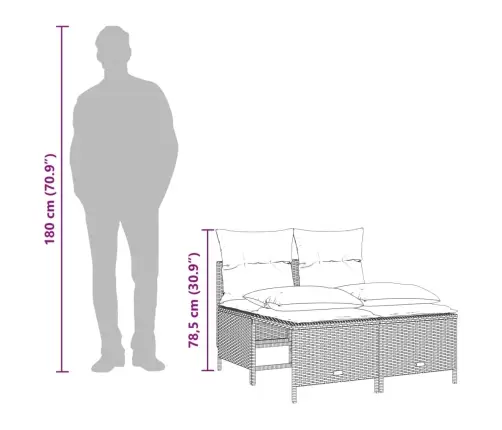 5-Osaline Aiadiivanikomplekt Patjadega, Must, Polürotang